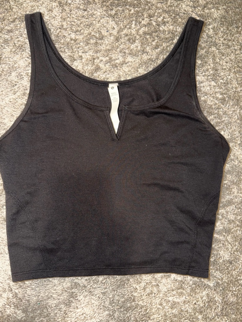 lululemon athletica Black Cropped Scoop Tank with Notch